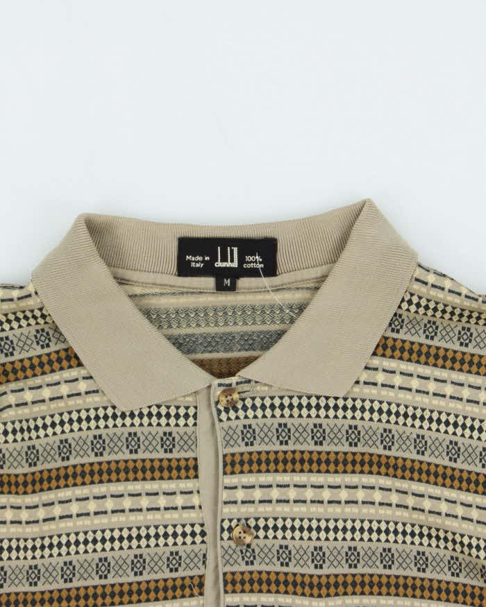 Vintage 1990s Dunhill Patterned Long Sleeve Polo - M