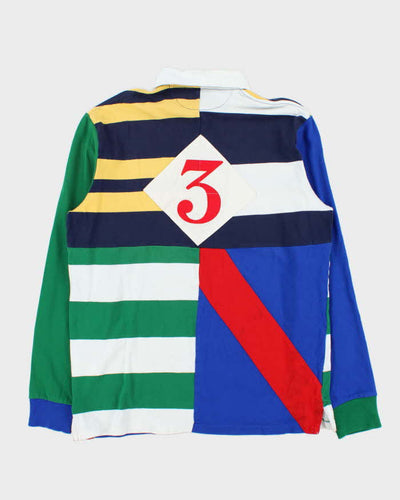Polo Ralph Lauren Revisited 90s Collection Multicoloured Patchwork Long Sleeve Rugby Shirt - M