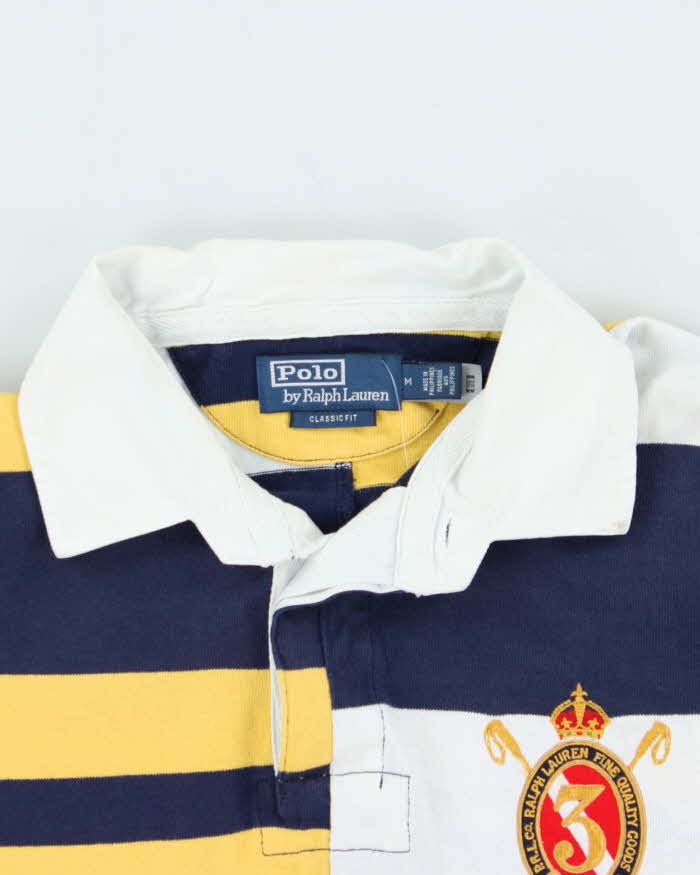 Polo Ralph Lauren Revisited 90s Collection Multicoloured Patchwork Long Sleeve Rugby Shirt - M