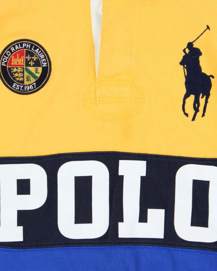 Vintage Polo Ralph Lauren Large Pony Spell Out Long Sleeve Rugby Shirt - L