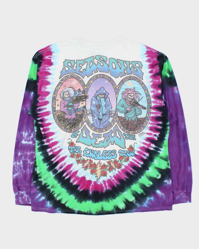 Vintage Liquid Blue Print Tag Grateful Dead Seasons Of The Dead Tie-Dye Long Sleeve T-Shirt - XL