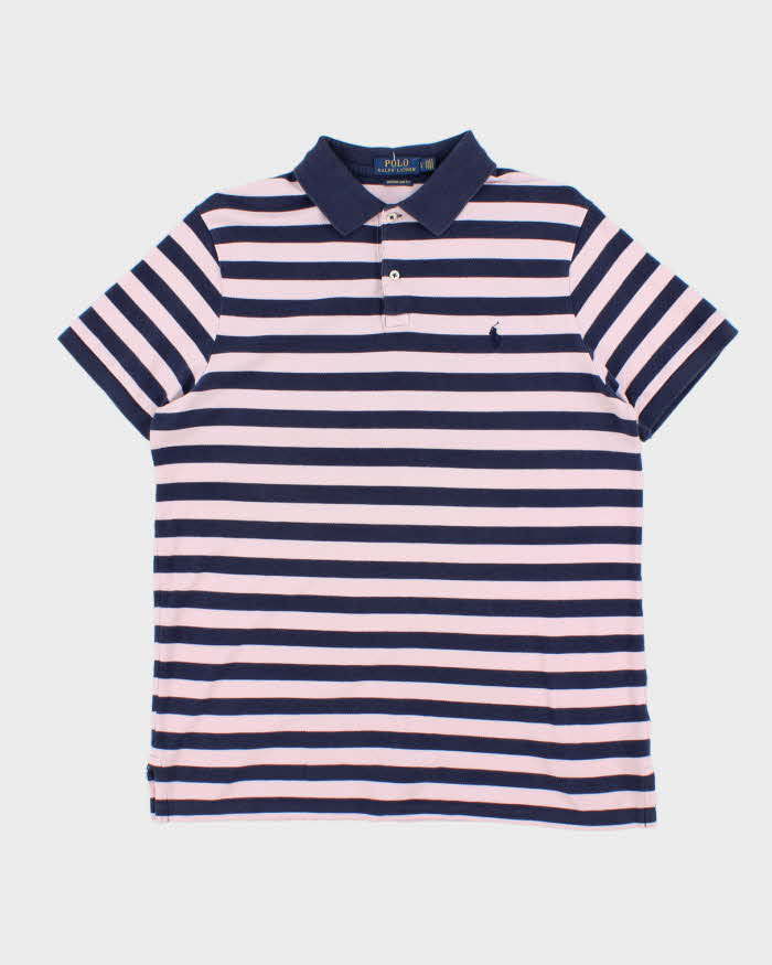 Vintage Polo Ralph Lauren Striped Custom Slim Fit Polo Shirt - L
