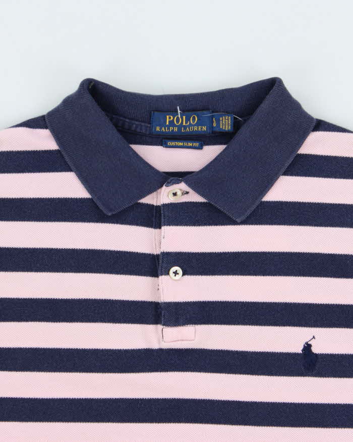 Vintage Polo Ralph Lauren Striped Custom Slim Fit Polo Shirt - L