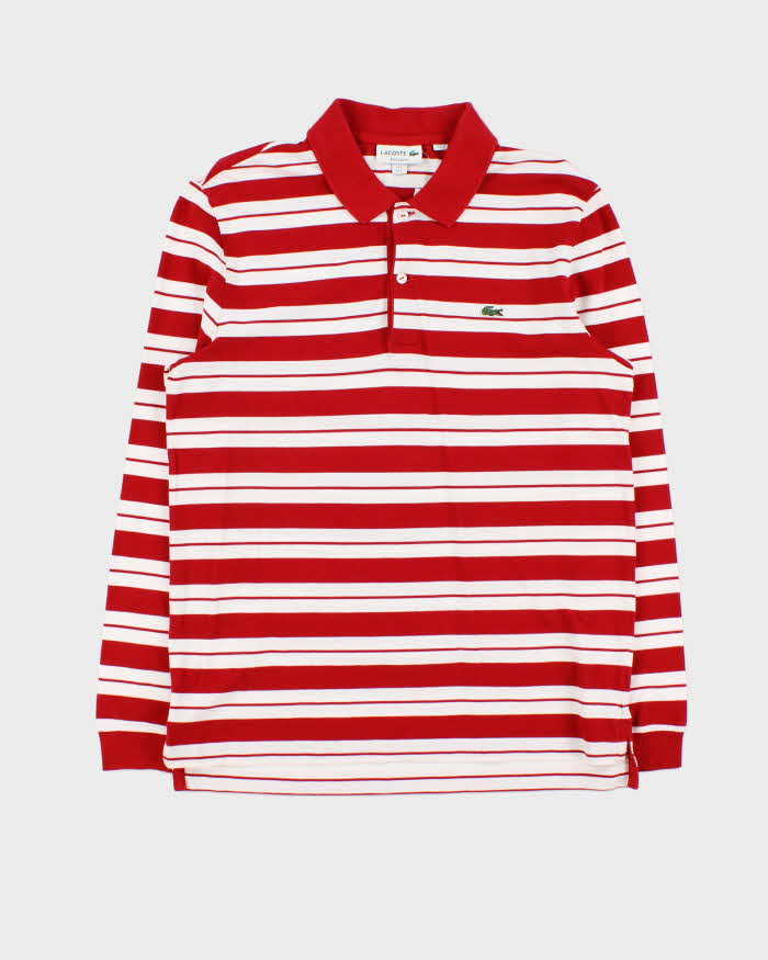 Vintage Lacoste Striped Long Sleeve Polo Shirt - L