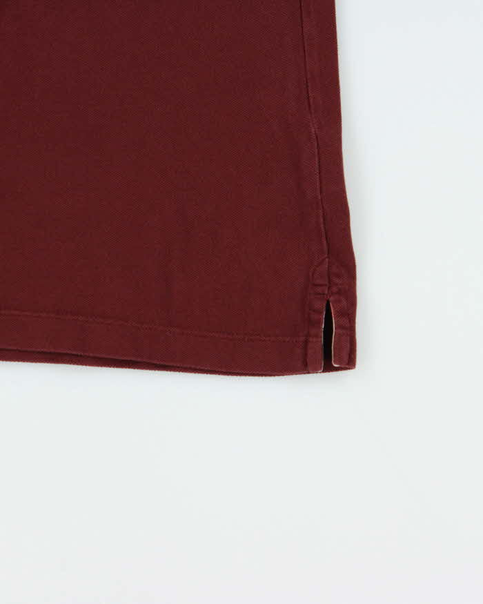Vintage 00s Burberry Brit Burgundy Long Sleeve Polo Shirt - S