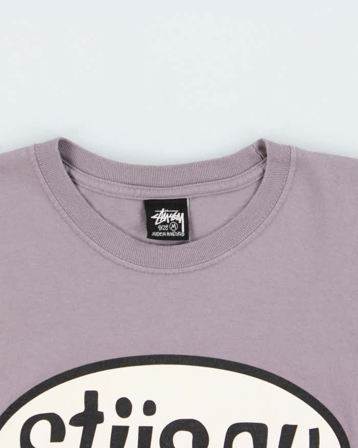 Vintage Stussy Violet Oval Logo Long Sleeve T-Shirt - M