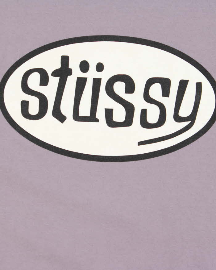 Vintage Stussy Violet Oval Logo Long Sleeve T-Shirt - M