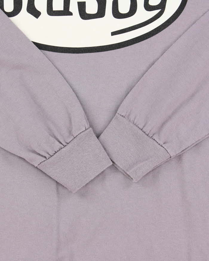 Vintage Stussy Violet Oval Logo Long Sleeve T-Shirt - M