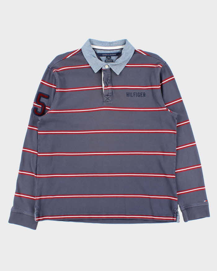 Vintage Y2K 00s Tommy Hilfiger Striped Long Sleeve Rugby Shirt - L