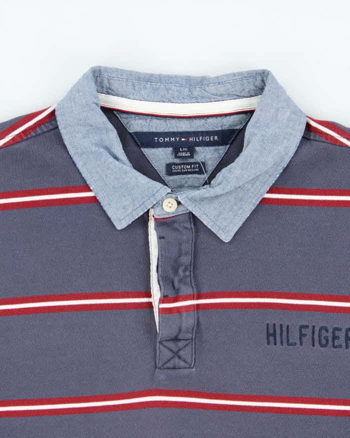 Vintage Y2K 00s Tommy Hilfiger Striped Long Sleeve Rugby Shirt - L