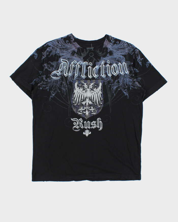 Vintage Y2K 00s Affliction Gothic Distressed Hem Crewneck T-Shirt - M