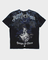Vintage Y2K 00s Affliction Gothic Distressed Hem Crewneck T-Shirt - M