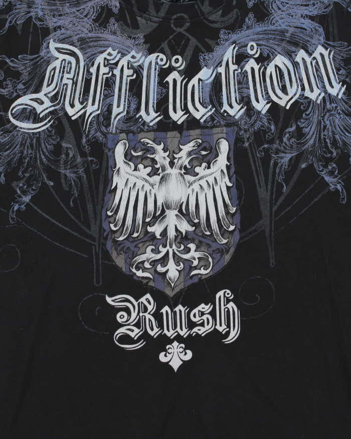 Vintage Y2K 00s Affliction Gothic Distressed Hem Crewneck T-Shirt - M