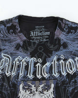 Vintage Y2K 00s Affliction Gothic Distressed Hem Crewneck T-Shirt - M