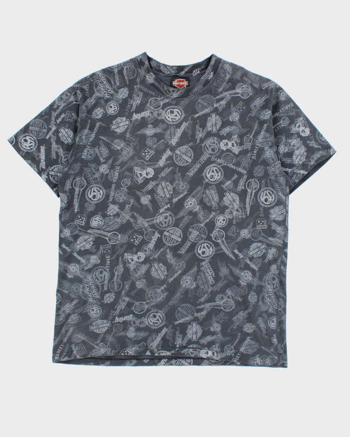 Vintage Y2K 00s Harley Davidson Repeat Badge Crewneck T-Shirt - L