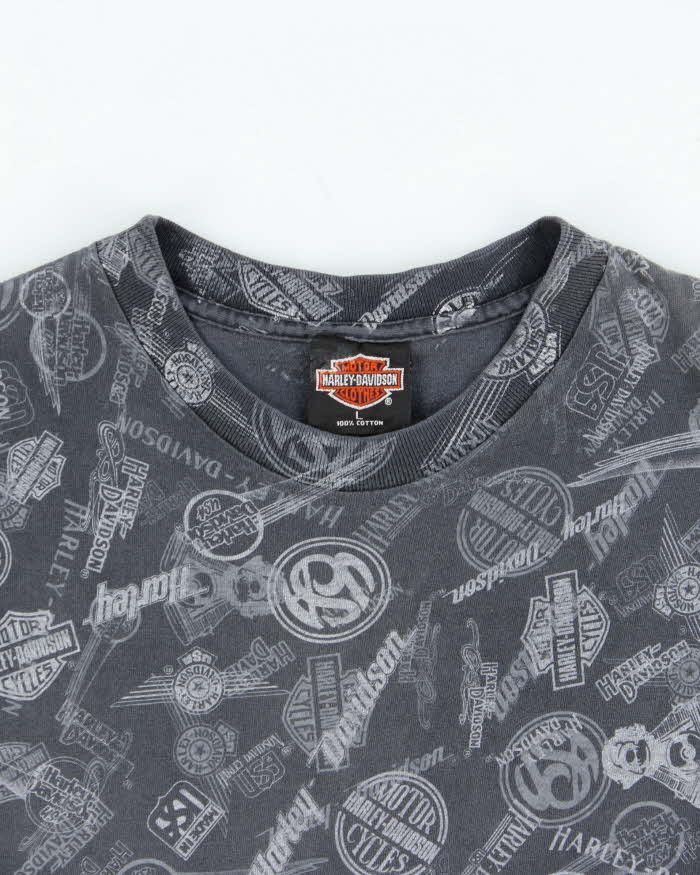 Vintage Y2K 00s Harley Davidson Repeat Badge Crewneck T-Shirt - L