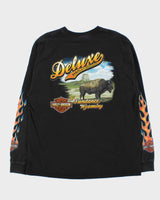 Vintage Harley Davidson Wyoming Flame Graphic Long Sleeve T-Shirt - XL