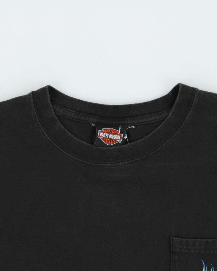 Vintage Harley Davidson Wyoming Flame Graphic Long Sleeve T-Shirt - XL