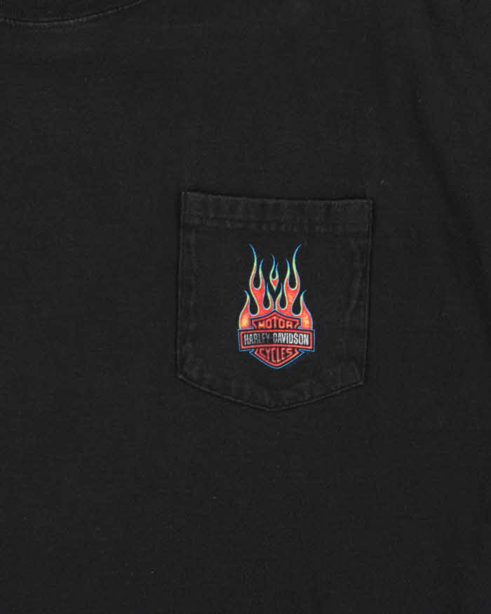 Vintage Harley Davidson Wyoming Flame Graphic Long Sleeve T-Shirt - XL