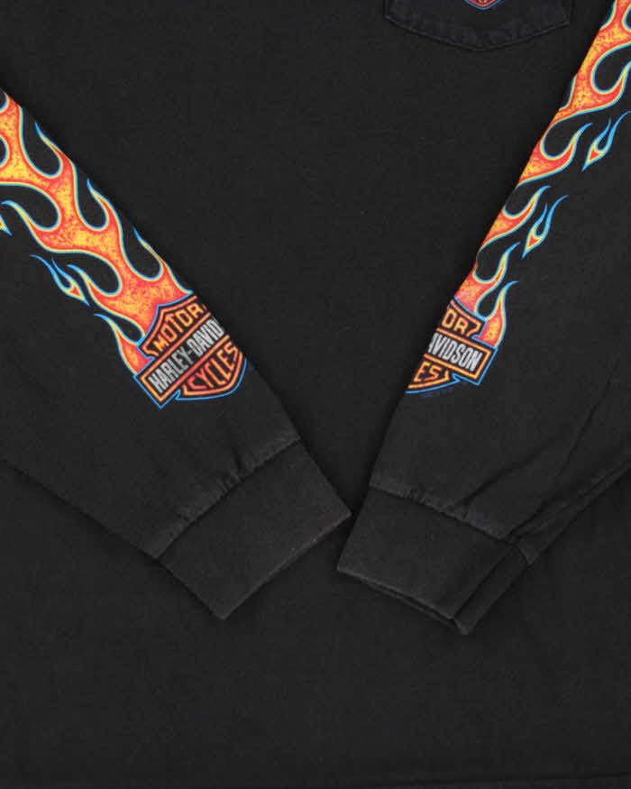 Vintage Harley Davidson Wyoming Flame Graphic Long Sleeve T-Shirt - XL