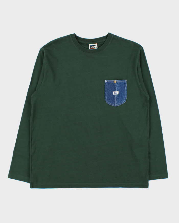 Vintage 00s Lee Denim Pocket Long Sleeve Crewneck T-Shirt - L