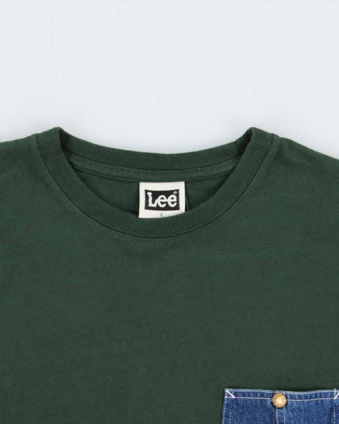 Vintage 00s Lee Denim Pocket Long Sleeve Crewneck T-Shirt - L