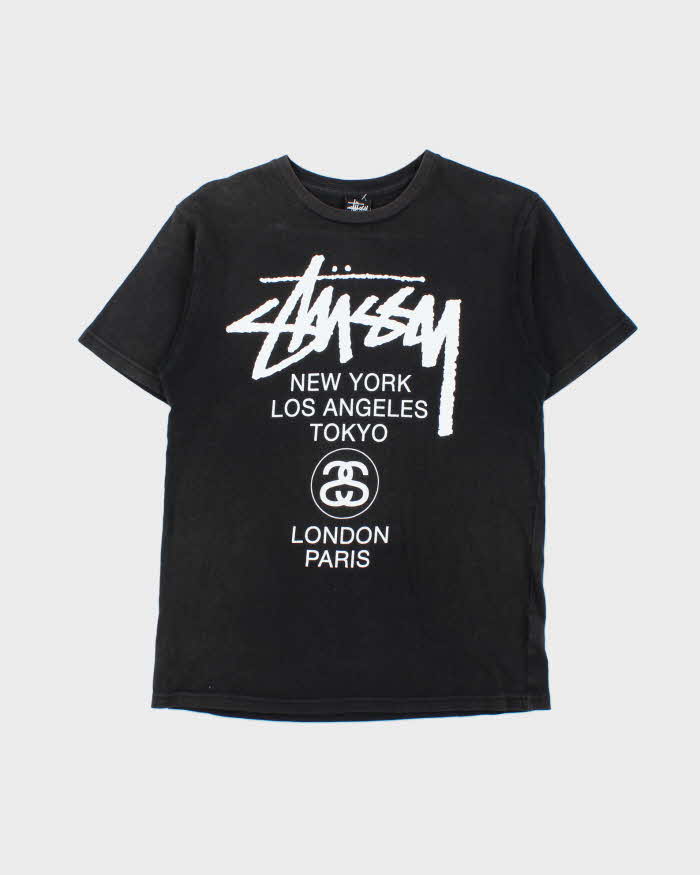 Vintage Stussy Big Cities Logo Faded Crewneck T-Shirt - S