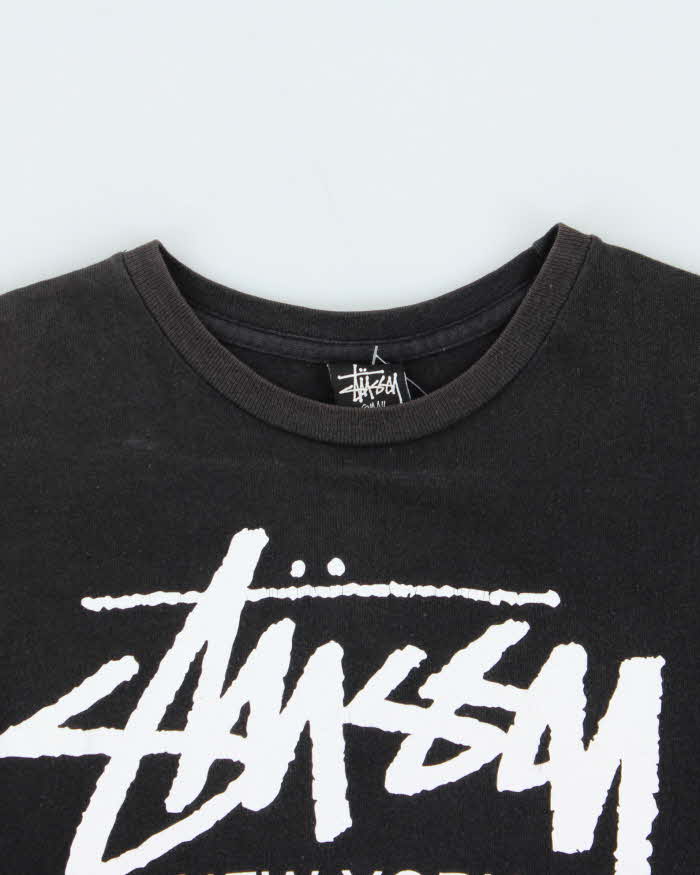 Vintage Stussy Big Cities Logo Faded Crewneck T-Shirt - S