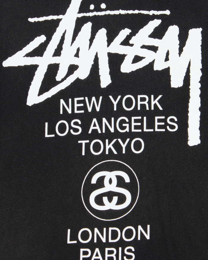 Vintage Stussy Big Cities Logo Faded Crewneck T-Shirt - S