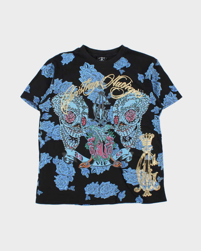 Vintage Y2K Christian Audiger Rhinestone Graphic Crewneck T-Shirt - XL