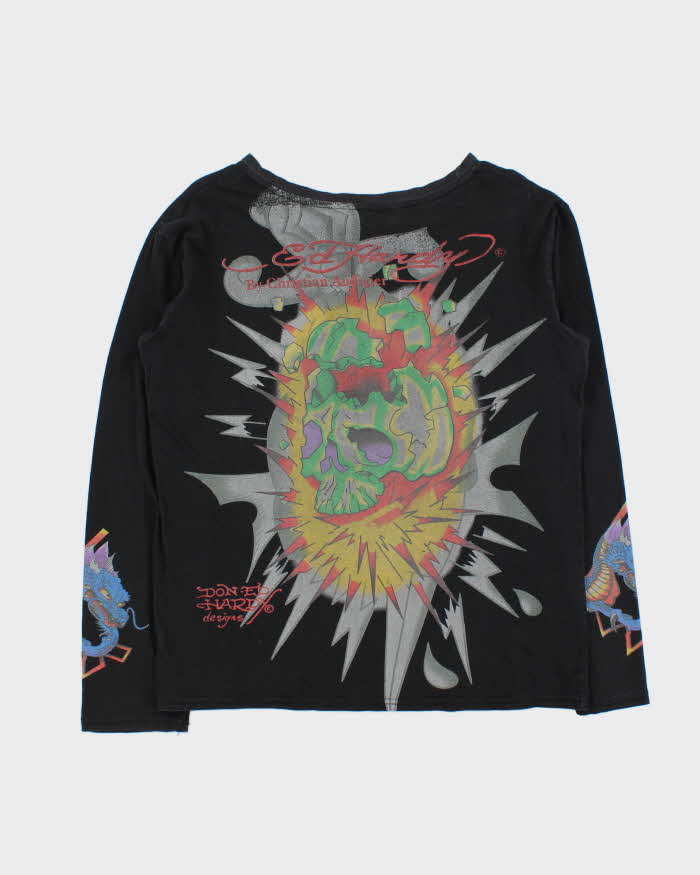Vintage Y2K 00s Ed Hardy Rhinestone Graphic Long Sleeve T-Shirt - M