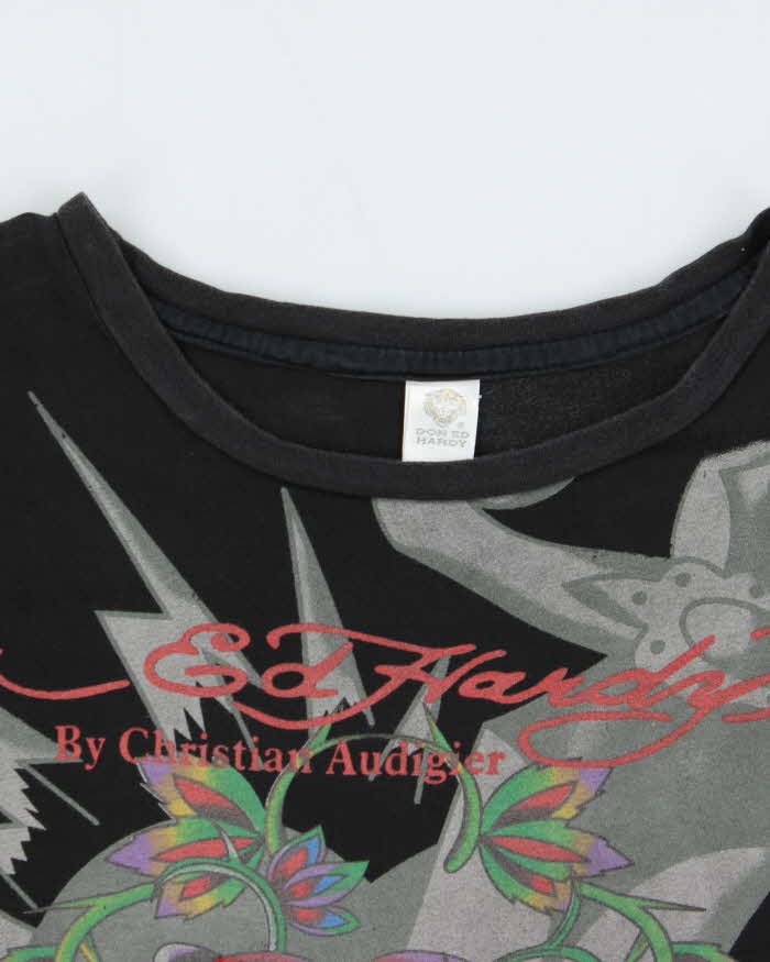 Vintage Y2K 00s Ed Hardy Rhinestone Graphic Long Sleeve T-Shirt - M