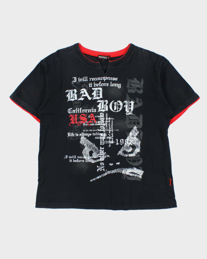 Vintage Y2K 00s BadBoy Gothic Double Layer T-Shirt - L