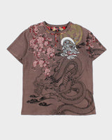Vintage Y2K 00s B&amp;T Sukajan Japan Embroidered Henley T-Shirt - L