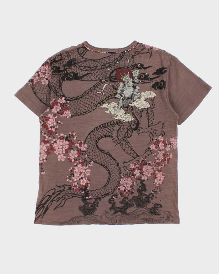 Vintage Y2K 00s B&amp;T Sukajan Japan Embroidered Henley T-Shirt - L