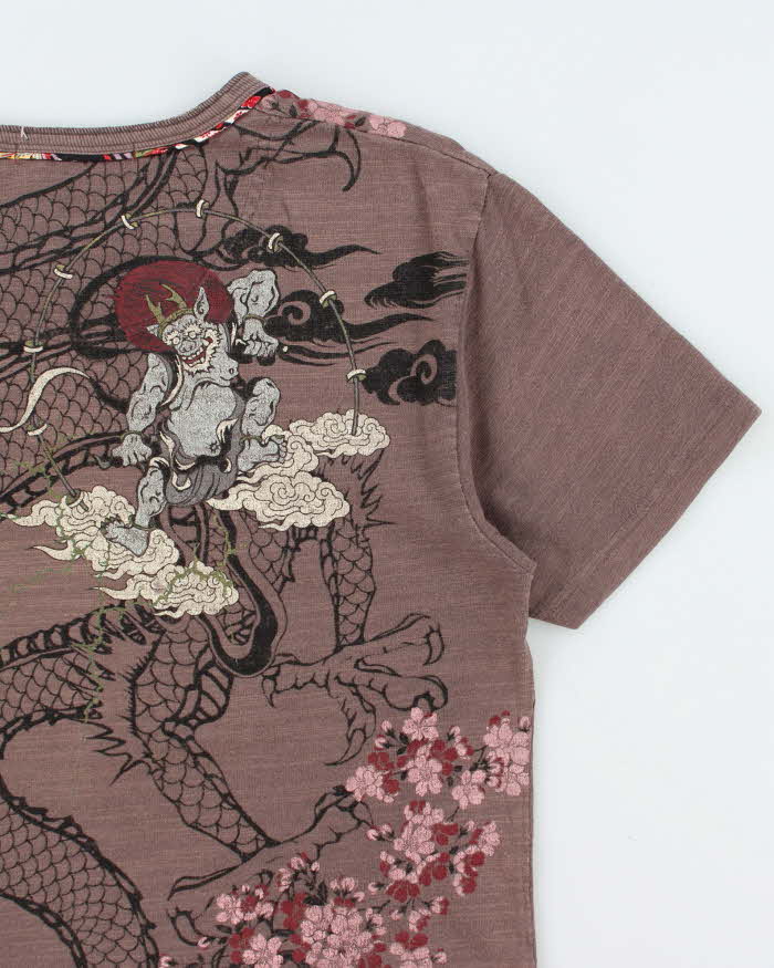 Vintage Y2K 00s B&amp;T Sukajan Japan Embroidered Henley T-Shirt - L