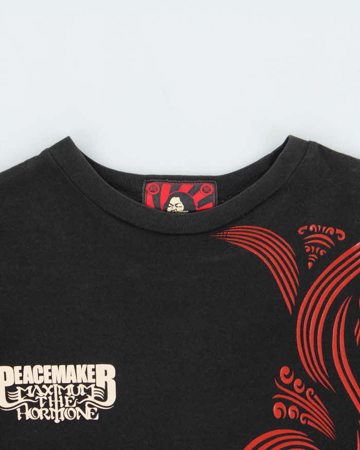 Vintage Y2K 00s Japanese Metal Maximum The Hormone 'Peacemaker'  Rubberised Graphic Crewneck T-Shirt - M