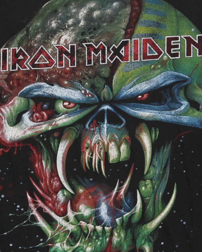 Vintage 1990s Iron Maiden Skull Graphic Single Stitch Crewneck T-Shirt - L