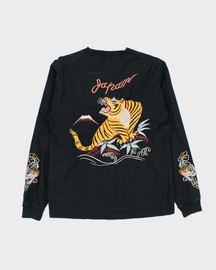 Vintage Y2K 00s Toyo Enterprise Hand Embroidered Sukajan Heavyweight Long Sleeve T-Shirt - S
