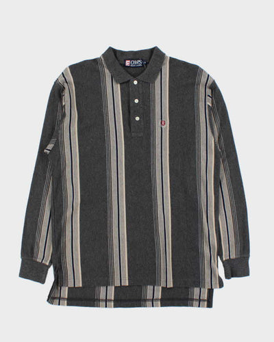 Vintage 1990s Chaps Ralph Lauren Striped Long Sleeve Polo Shirt - L