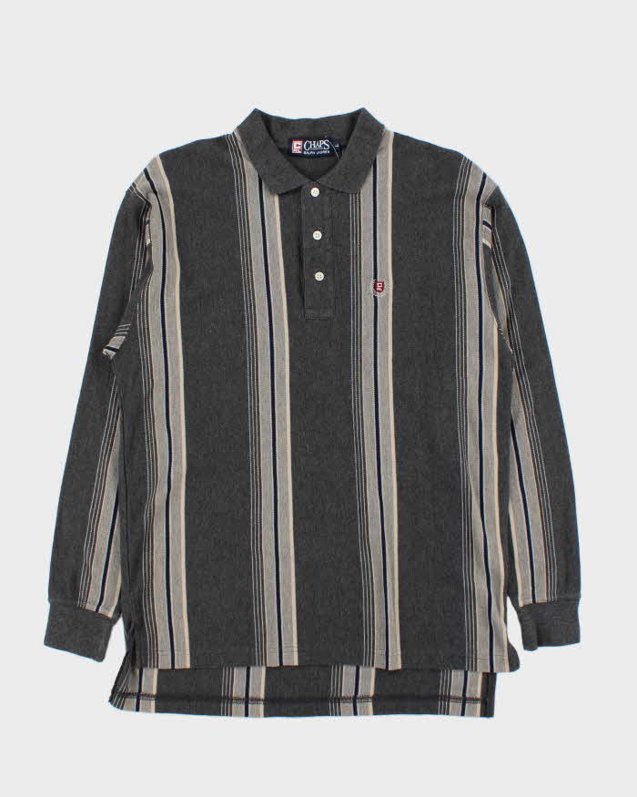 Vintage 1990s Chaps Ralph Lauren Striped Long Sleeve Polo Shirt - L