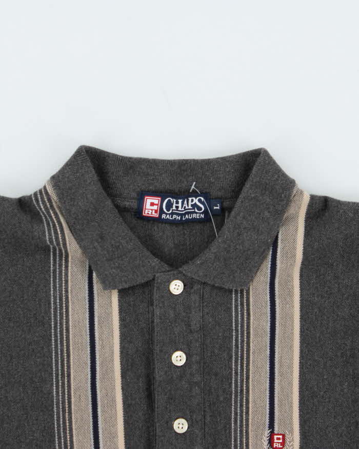 Vintage 1990s Chaps Ralph Lauren Striped Long Sleeve Polo Shirt - L