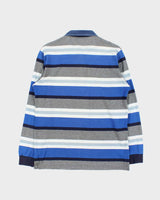 Vintage Lacoste Striped Denim Collar Long Sleeve Polo Shirt - S