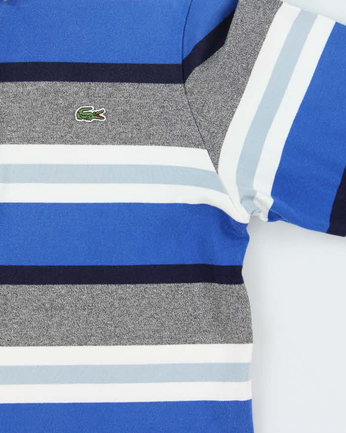 Vintage Lacoste Striped Denim Collar Long Sleeve Polo Shirt - S
