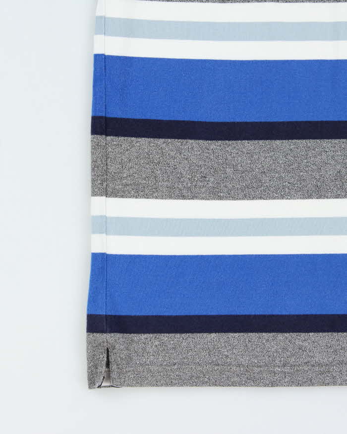 Vintage Lacoste Striped Denim Collar Long Sleeve Polo Shirt - S