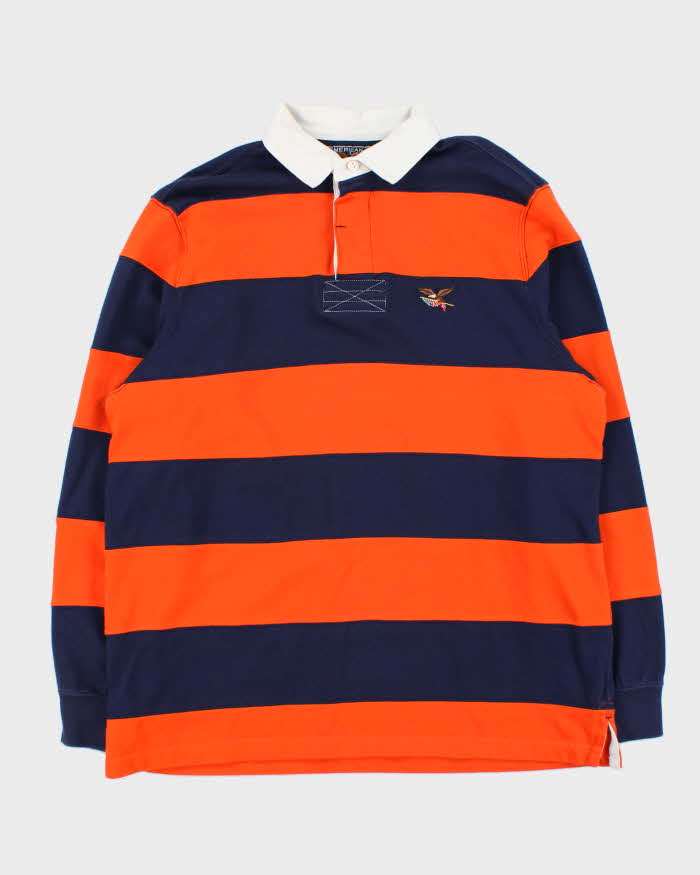 Vintage Y2K 00s American Living Sriped Heavyweight Long Sleeve Rugby Shirt - L