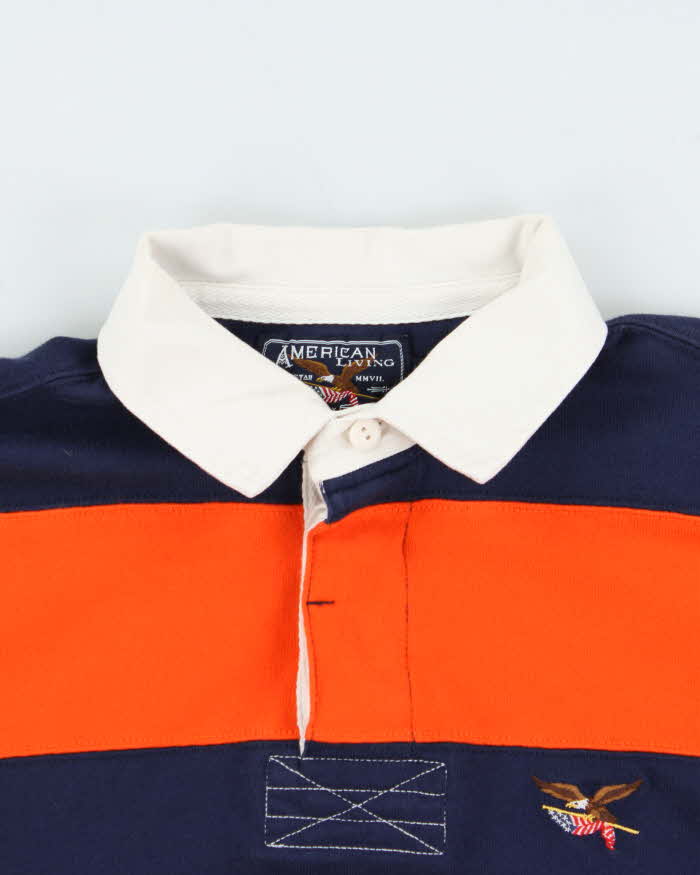 Vintage Y2K 00s American Living Sriped Heavyweight Long Sleeve Rugby Shirt - L