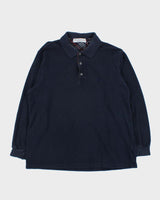 Vintage 1990s Burberry Nova Check Detailed Long Sleeve Polo Shirt - L