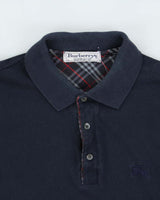 Vintage 1990s Burberry Nova Check Detailed Long Sleeve Polo Shirt - L