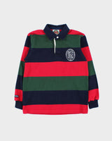 Vintage 1990s Barbarian Lakefield College Striped Heavyweight Long Sleeve Rugby Shirt - XS